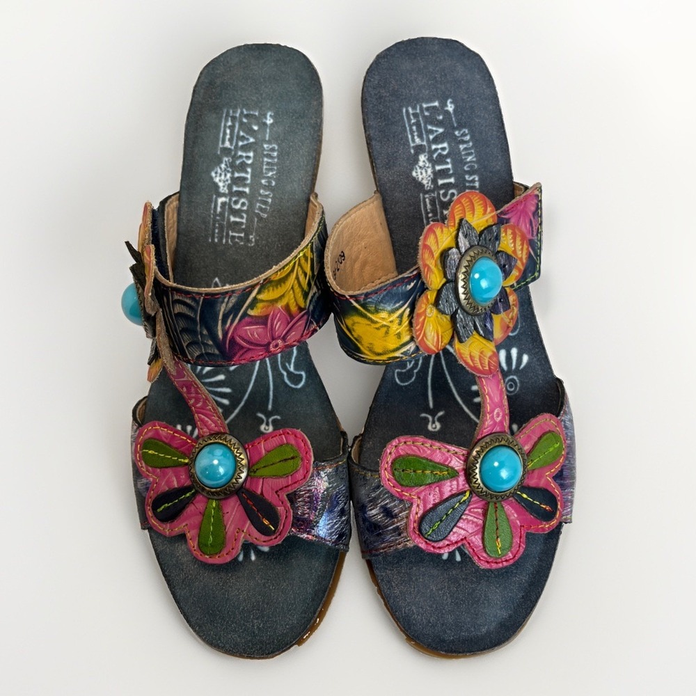 L'Artiste By Spring Step Bari Sandal Women's Size 7.5 New Floral Boho